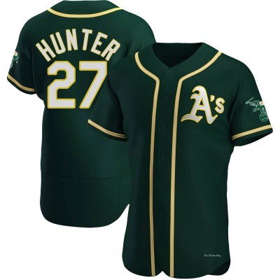 Men's Catfish Hunter Oakland Athletics Authentic Green Alternate Jersey