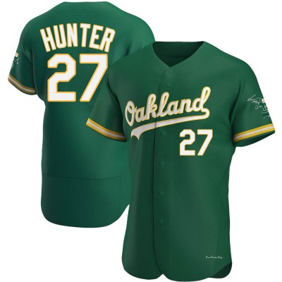 Men's Catfish Hunter Oakland Athletics Authentic Green Kelly Alternate Jersey