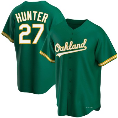 Men's Catfish Hunter Oakland Athletics Replica Green Kelly Alternate Jersey