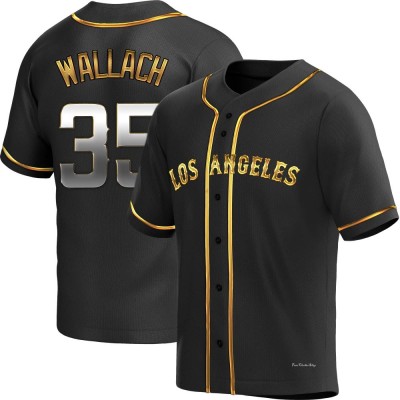 Men's Chad Wallach Los Angeles Angels Replica Black Golden Alternate Jersey