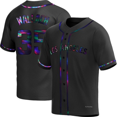 Men's Chad Wallach Los Angeles Angels Replica Black Holographic Alternate Jersey