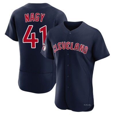 Men's Charles Nagy Cleveland Guardians Authentic Navy Alternate Jersey