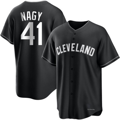 Men's Charles Nagy Cleveland Guardians Replica Black/White Jersey