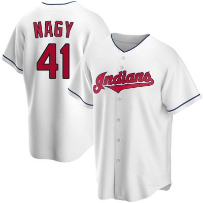 Men's Charles Nagy Cleveland Guardians Replica White Home Jersey