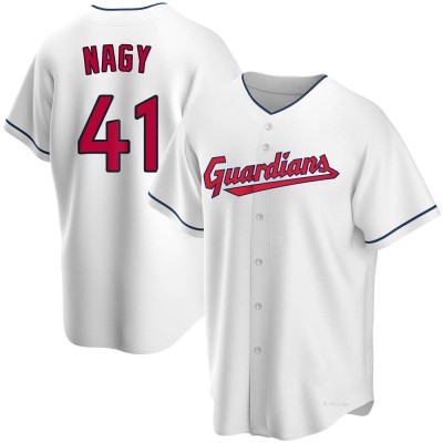 Men's Charles Nagy Cleveland Guardians Replica White Home Jersey