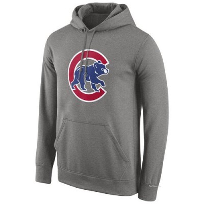 Men's Chicago Cubs Gray Logo Performance Pullover Hoodie -