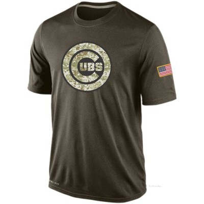 Men's Chicago Cubs Olive Dri-Fit Salute To Service KO Performance T-Shirt