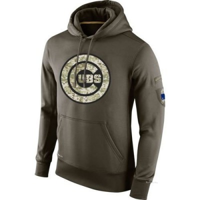 Men's Chicago Cubs Olive Salute To Service KO Performance Hoodie