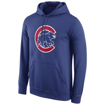 Men's Chicago Cubs Royal Logo Performance Pullover Hoodie -