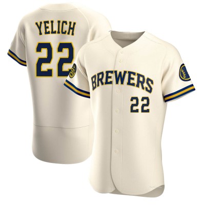 Men's Christian Yelich Milwaukee Brewers Authentic Cream Home Jersey