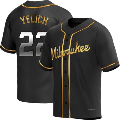 Men's Christian Yelich Milwaukee Brewers Replica Black Golden Alternate Jersey