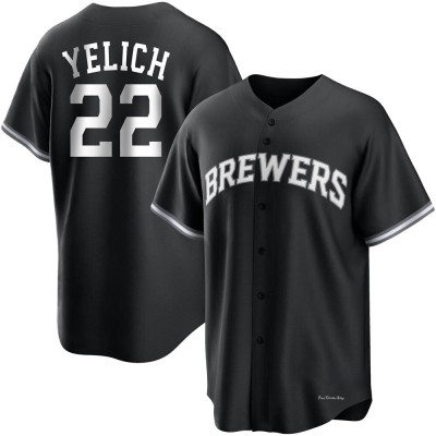 Men's Christian Yelich Milwaukee Brewers Replica Black/White Jersey