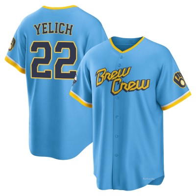 Men's Christian Yelich Milwaukee Brewers Replica Blue Powder 2022 City Connect Jersey