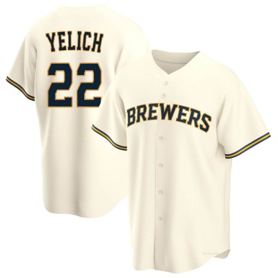 Men's Christian Yelich Milwaukee Brewers Replica Cream Home Jersey