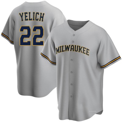 Men's Christian Yelich Milwaukee Brewers Replica Gray Road Jersey