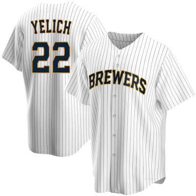 Men's Christian Yelich Milwaukee Brewers Replica White Home Jersey