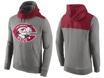 Men's Cincinnati Reds Gray Cooperstown Collection Hybrid Pullover Hoodie