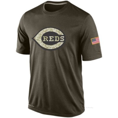 Men's Cincinnati Reds Olive Dri-Fit Salute To Service KO Performance T-Shirt