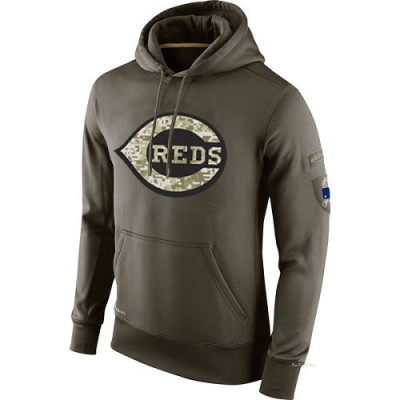 Men's Cincinnati Reds Olive Salute To Service KO Performance Hoodie