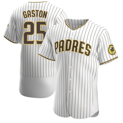 Men's Cito Gaston San Diego Padres Authentic White/Brown Home Jersey