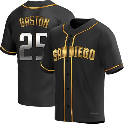 Men's Cito Gaston San Diego Padres Replica Black Golden Alternate Jersey