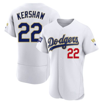 Men's Clayton Kershaw Los Angeles Dodgers Authentic White/Gold 2021 Gold Program Player Jersey