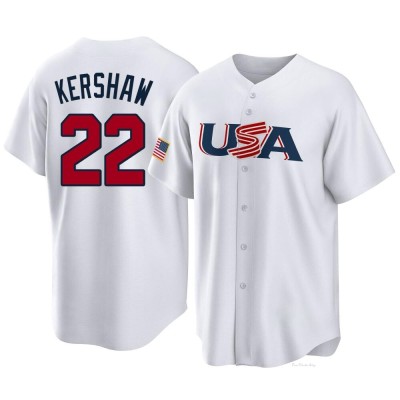 Men's Clayton Kershaw Los Angeles Dodgers Replica White USA Baseball 2023 World Baseball Classic Jersey