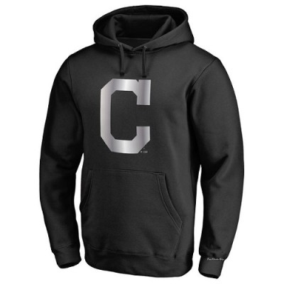 Men's Cleveland Guardians Black Platinum Collection Pullover Hoodie -