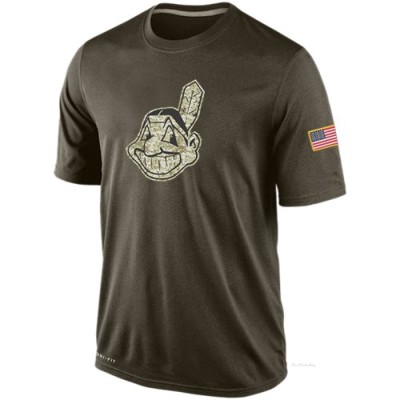 Men's Cleveland Guardians Olive Dri-Fit Salute To Service KO Performance T-Shirt