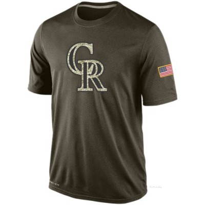 Men's Colorado Rockies Olive Dri-Fit Salute To Service KO Performance T-Shirt