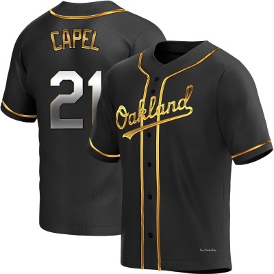 Men's Conner Capel Oakland Athletics Replica Black Golden Alternate Jersey