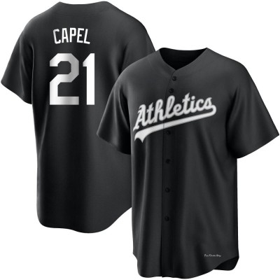 Men's Conner Capel Oakland Athletics Replica Black/White Jersey