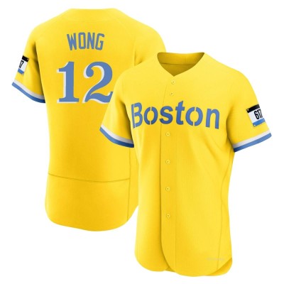 Men's Connor Wong Boston Red Sox Authentic Gold/Light Blue 2021 City Connect Jersey