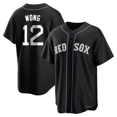 Men's Connor Wong Boston Red Sox Replica Black/White Jersey