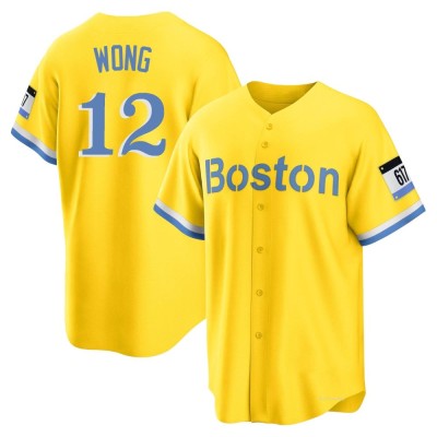 Men's Connor Wong Boston Red Sox Replica Gold/Light Blue 2021 City Connect Player Jersey