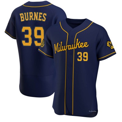 Men's Corbin Burnes Milwaukee Brewers Authentic Navy Alternate Jersey