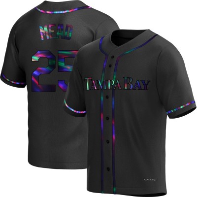 Men's Curtis Mead Tampa Bay Rays Replica Black Holographic Alternate Jersey