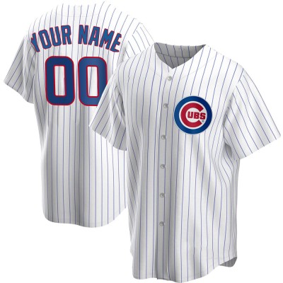 Men's Custom Chicago Cubs Replica White Home Jersey