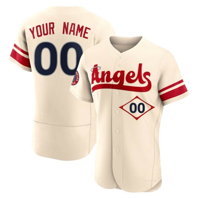 Men's Custom Los Angeles Angels Authentic Cream 2022 City Connect Jersey