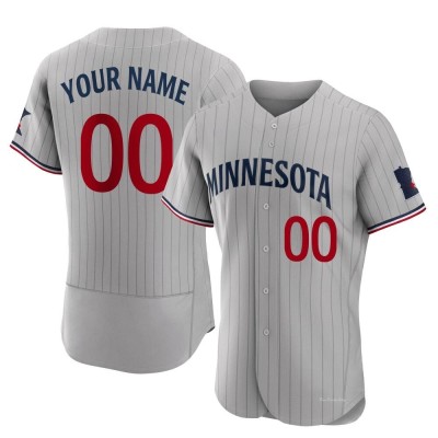 Men's Custom Minnesota Twins Authentic Gray Road Jersey