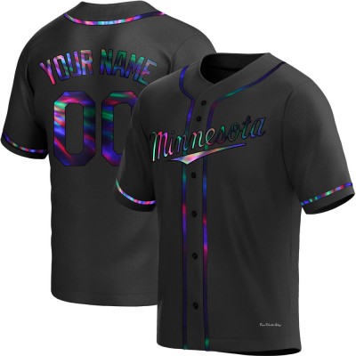 Men's Custom Minnesota Twins Replica Black Holographic Alternate Jersey