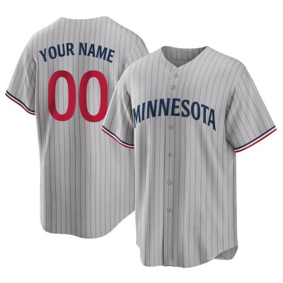 Men's Custom Minnesota Twins Replica Gray Road Jersey