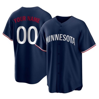 Men's Custom Minnesota Twins Replica Navy Alternate Jersey