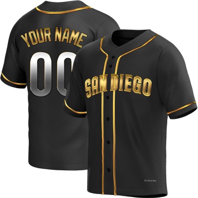 Men's Custom San Diego Padres Replica Black Golden Alternate Jersey