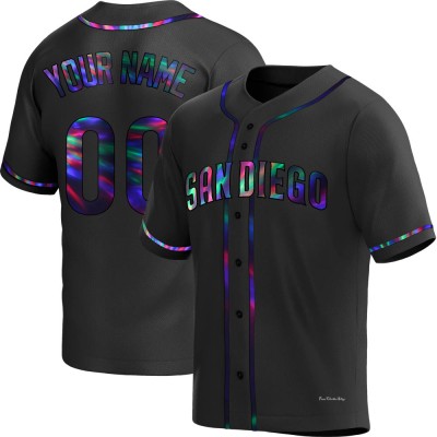 Men's Custom San Diego Padres Replica Black Holographic Alternate Jersey