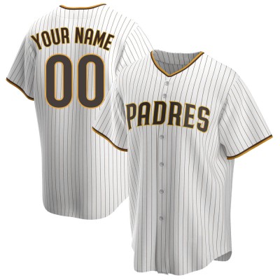 Men's Custom San Diego Padres Replica White/Brown Home Jersey