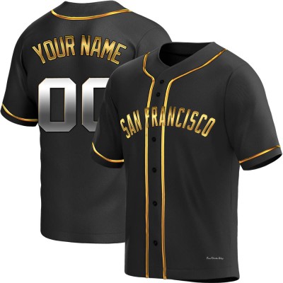 Men's Custom San Francisco Giants Replica Black Golden Alternate Jersey