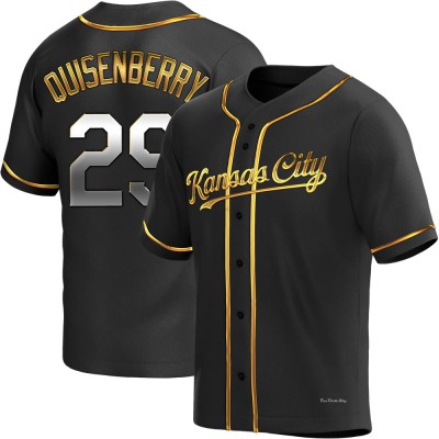 Men's Dan Quisenberry Kansas City Royals Replica Black Golden Alternate Jersey