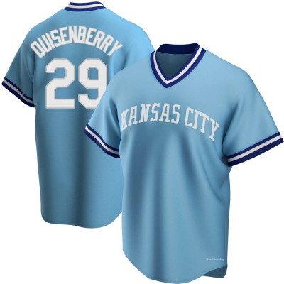 Men's Dan Quisenberry Kansas City Royals Replica Light Blue Road Cooperstown Collection Jersey