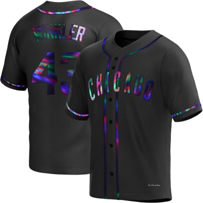 Men's Dan Winkler Chicago Cubs Replica Black Holographic Alternate Jersey